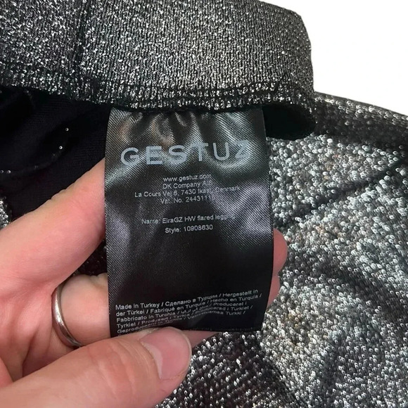 Gestuz Silver Metallic EiraGZ High Waist Flared Leggings XL - Picture 5 of 6
